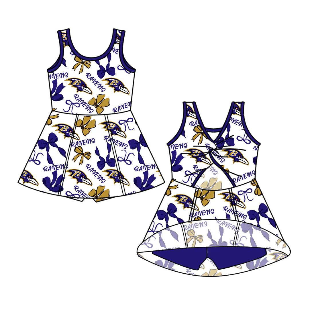 ( Moq 5 each style ) Baby Girl Toddler B Team Bows Sibling Skort Dress Set 6.9