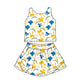 ( Moq 5 each style ) Baby Girl Toddler Team Yellow Blue Bows Sibling Skort Dress Set 6.4