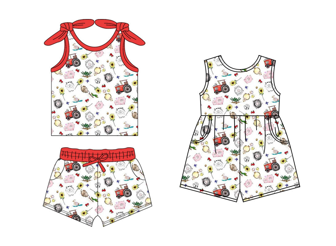 Baby Girl Sleeveless Farm Sibling Jumpsuit Set ( Moq 5 Each Style ) 1.18
