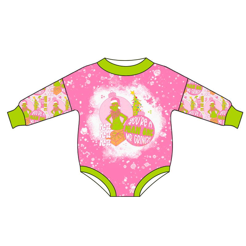 Baby Girl Infant Christmas Frog Pink Bubble Romper