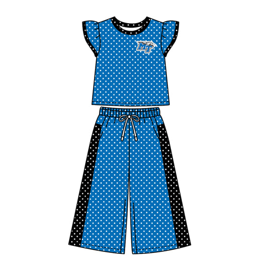 ( Moq 5 ) Baby Girls Kids Short Sleeves Shirt Pants Team Set Clothes