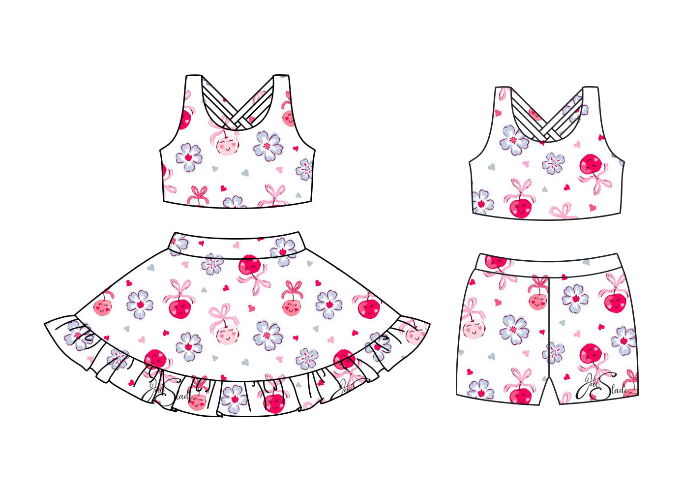 ( Moq 5 Each Style ) Baby Girl Sleeveless Flower Bows Sibling Yoga Active Set 3.24