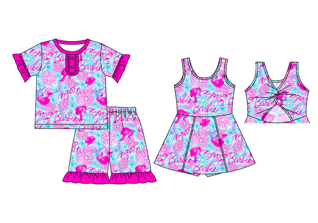 Baby Girl Flower Pink Doll Sibling Dress Set ( Moq 5 Each Style ) 1.11
