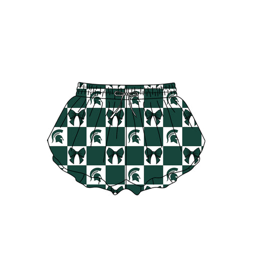 ( Moq 5 ) Kids Girls Adult Women Bows Green Plaid Team Shorts Sibling Mom and Me Yoga Clothes