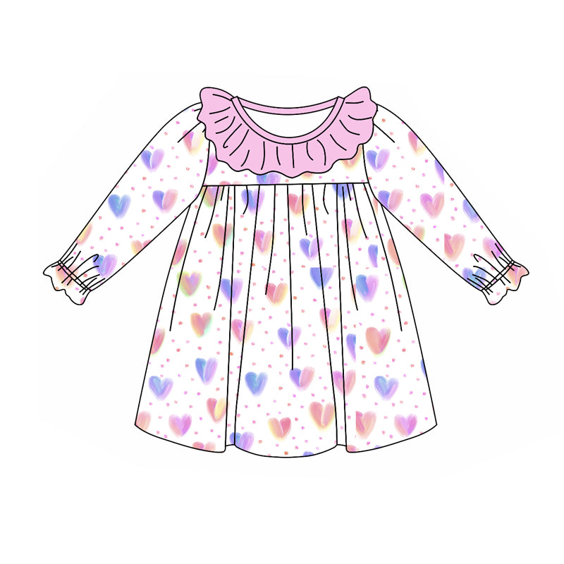 Baby Girl Long Sleeves Hearts Ruffle Dress