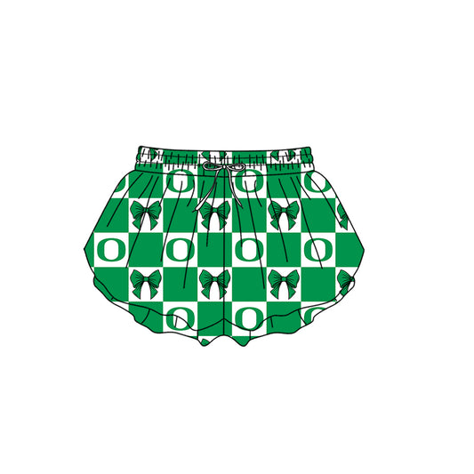 ( Moq 5 ) Baby Girls Adult Women Green Bows Checked Team Shorts Sibling Mom and Me Yoga Clothes