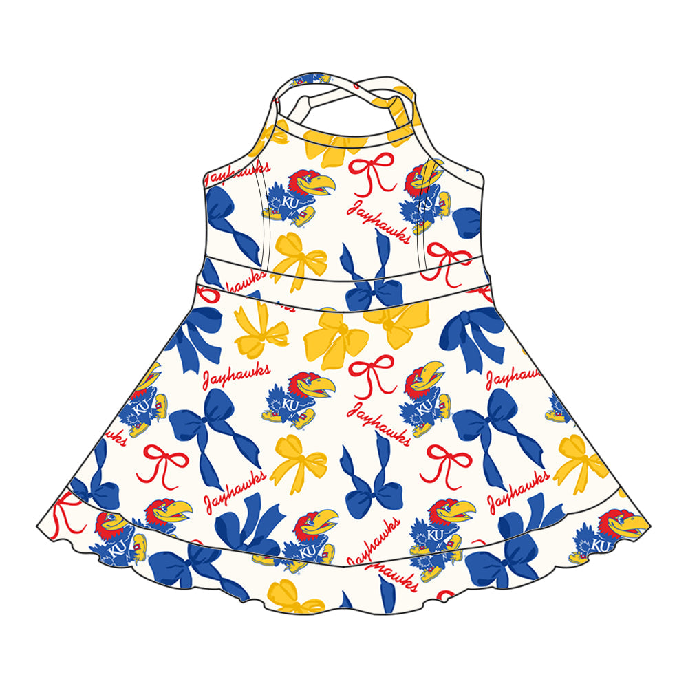 ( Moq 5 each style ) Baby Girl Team KU Bows Sibling Dress Set 5.22