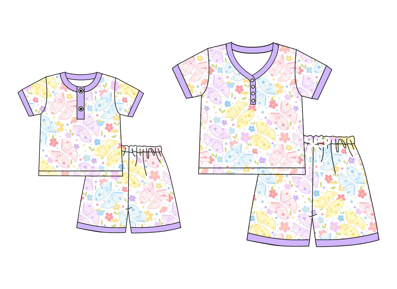 ( Moq 5 Each Style ) Baby Girl Adult Women Butterflies Flower Sibling Mommy And Me Family Pajamas Set 4.23
