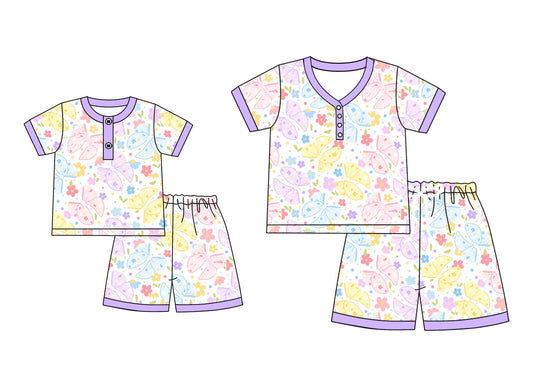 ( Moq 5 Each Style ) Baby Girl Adult Women Butterflies Flower Sibling Mommy And Me Family Pajamas Set 4.23