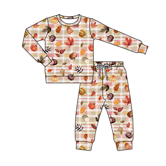 Baby Boy Long Sleeves Pumpkin Fall Shirt Pants Pajamas Set