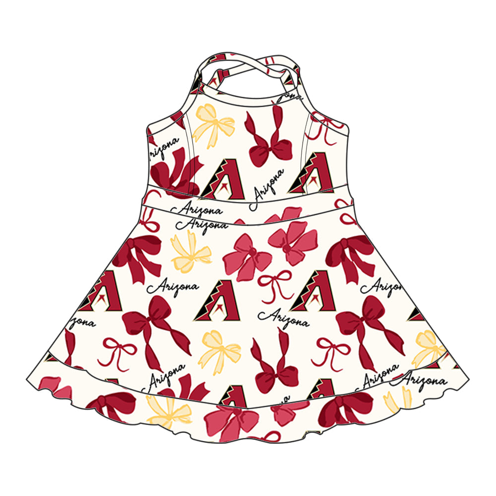 ( Moq 5 each style ) Baby Girl Team Red Yellow Bows Sibling Dress Set 5.21