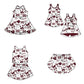 ( Moq 5 Each Style ) Baby Girls Kids Dark Red Bows Sibling Team Shorts Dresses Set