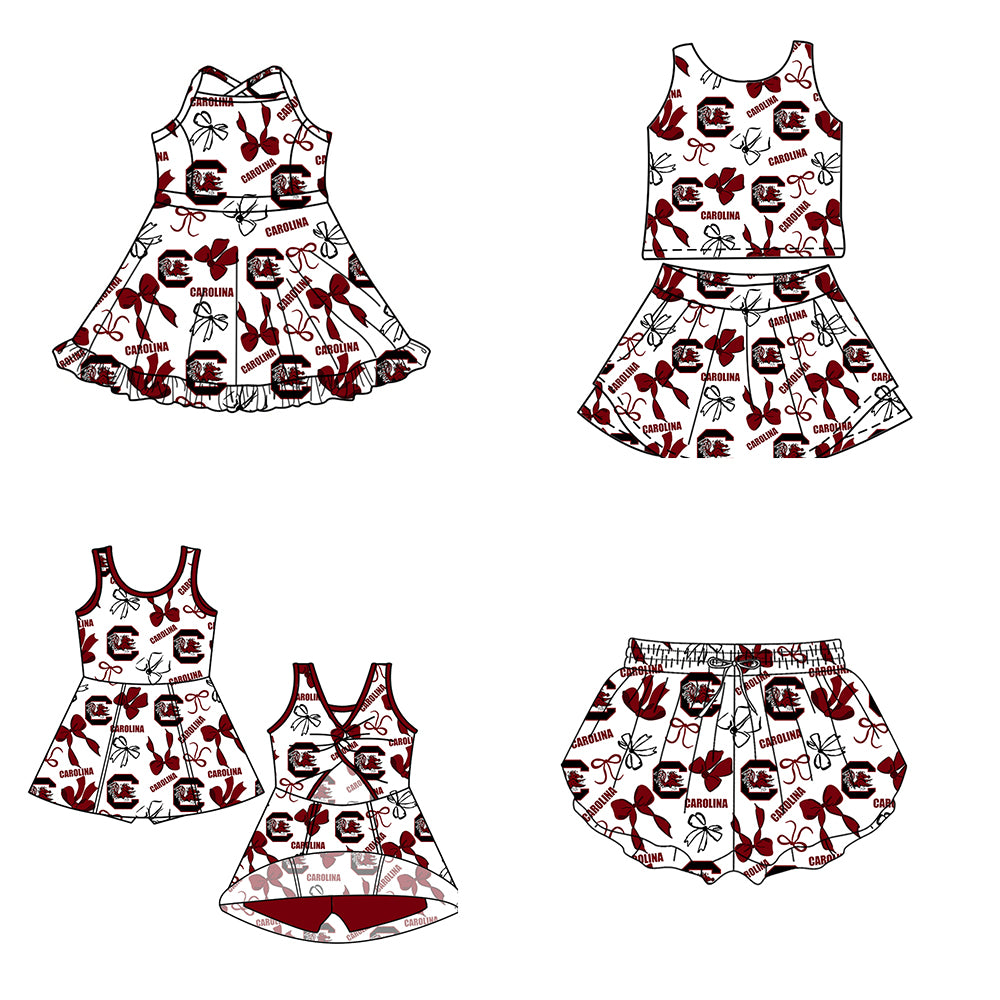 ( Moq 5 Each Style ) Baby Girls Kids Chicken Bows Sibling Team Shorts Dresses Set