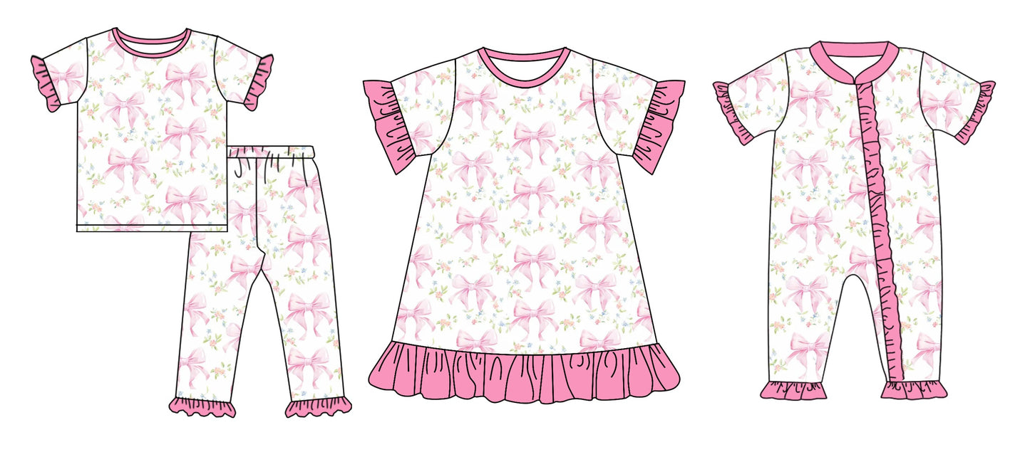 Baby Girl Short Sleeves Bows Sibling Romper Dress Set ( Moq 5 Each Style ) 12.18