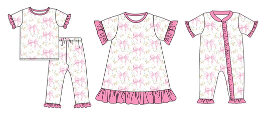 Baby Girl Short Sleeves Bows Sibling Romper Dress Set ( Moq 5 Each Style ) 12.18