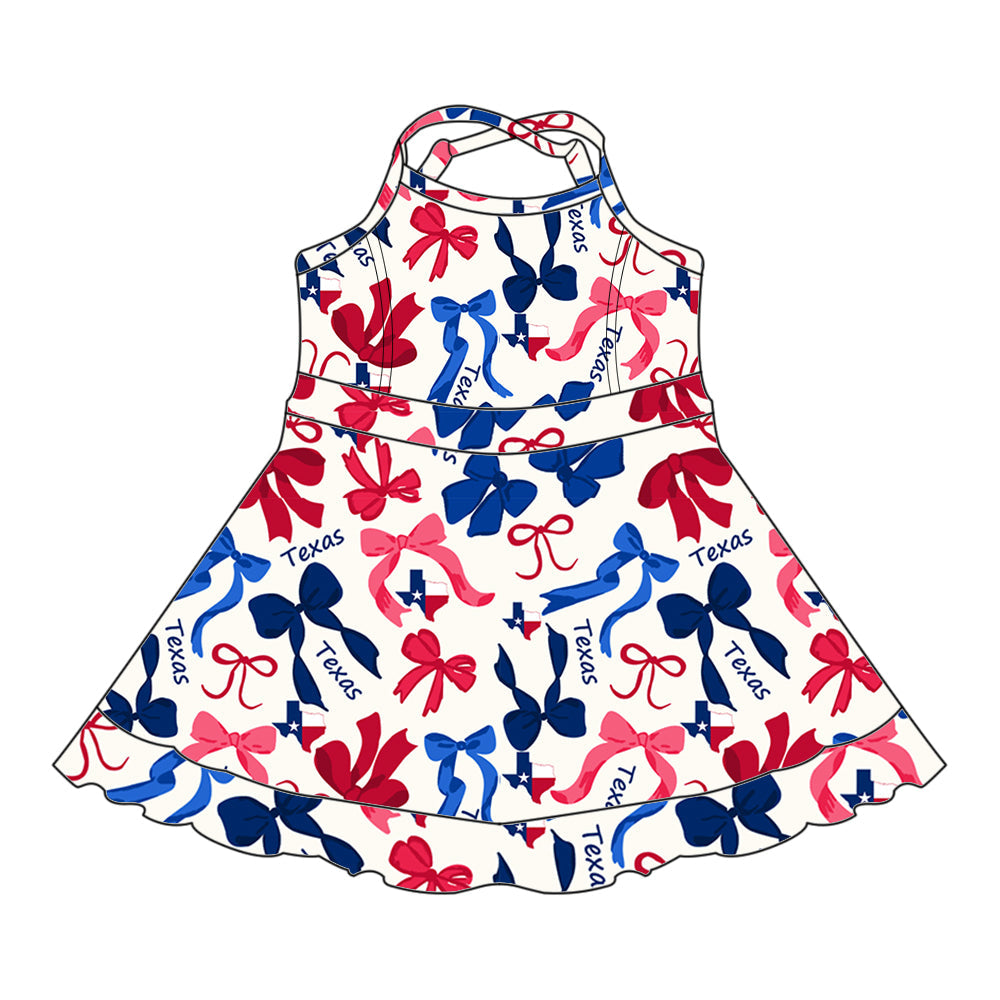 ( Moq 5 each style ) Baby Girl Texas Team Bows Sibling Dress Set 5.16