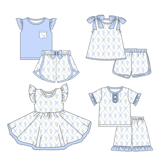 Baby Girl Short Sleeves Flower Bows Sibling Dress Set ( Moq 5 Each Style ) 3.12