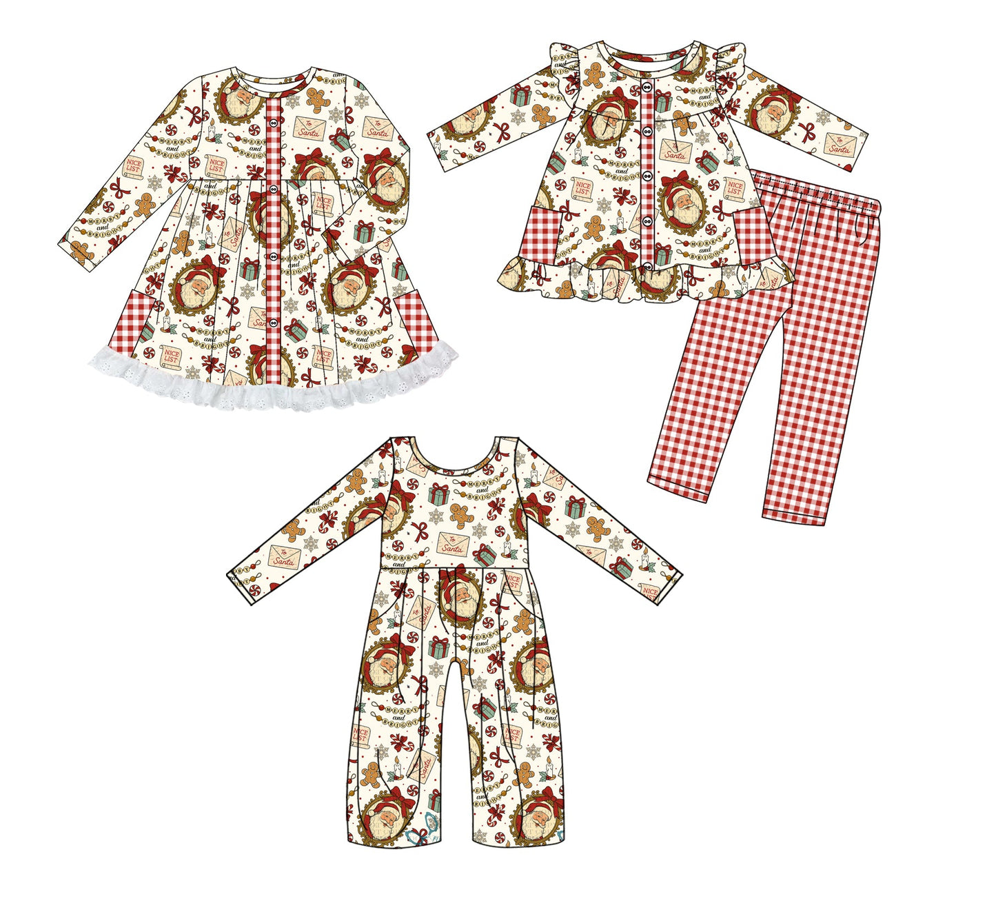 ( Moq 5 Each Style ) Baby Girl Toddler Santa Christmas Sibling Romper Dress Set