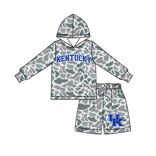 ( Moq 5 ) Baby Girls Kids Long Sleeves Hoodie Shirt Camo Shorts Team Set Clothes