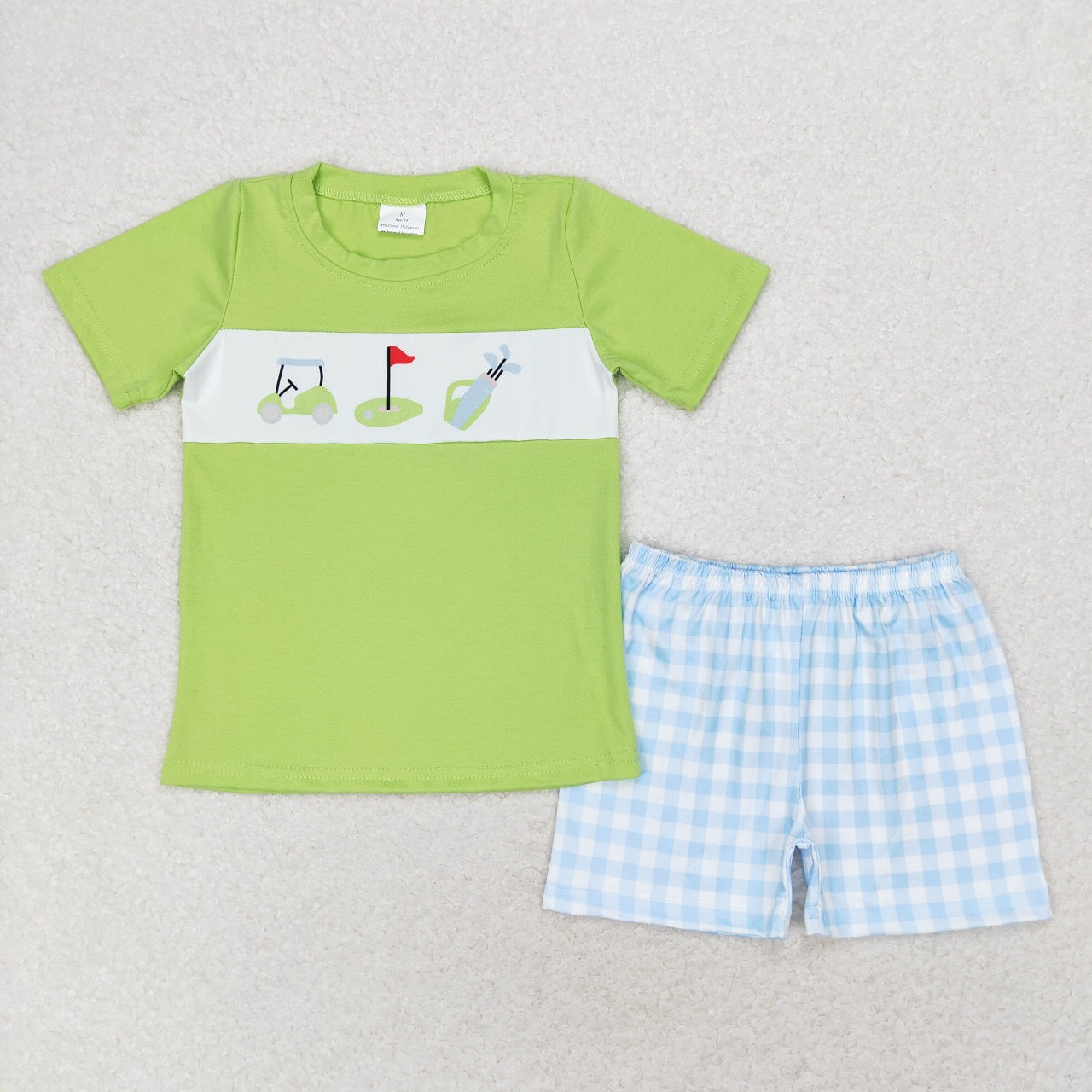 Baby Girl Golf Green Tunic Plaid Ruffle Shorts Summer Set