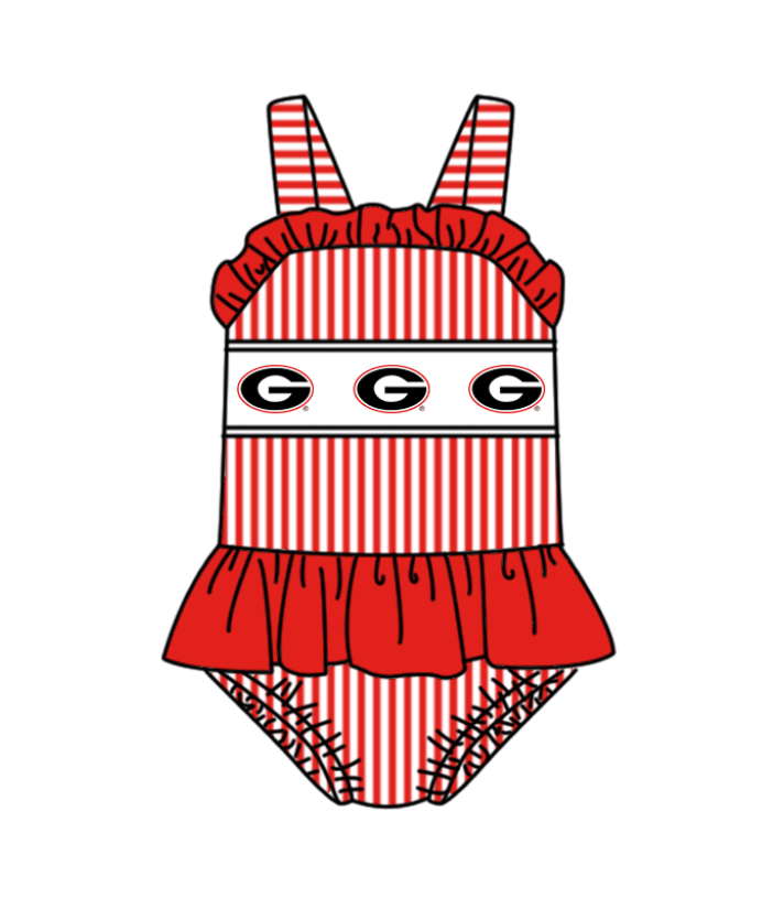 ( Moq 5 Each Style ) Baby Boys Girls Red Stripes Sibling Team Sets Swimsuits Football Clothes