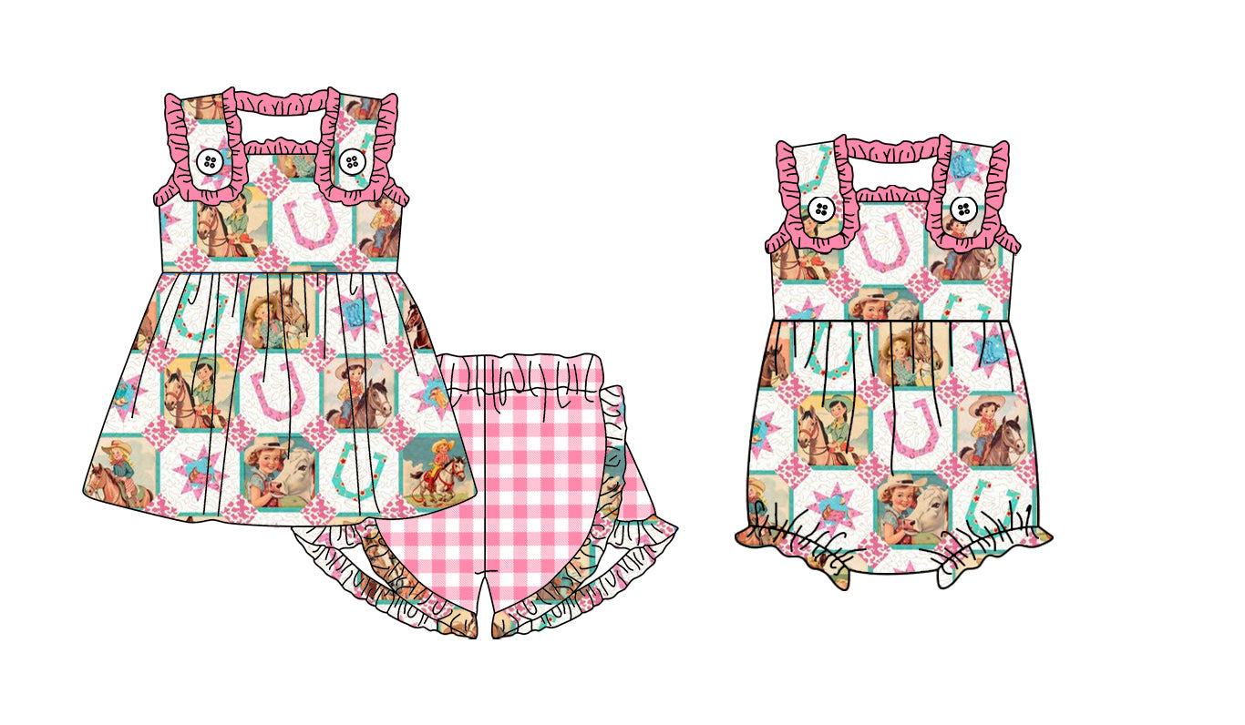 Baby Girl Western Cowgirl Sibling Romper Set ( Moq 5 Each Style ) 1.23