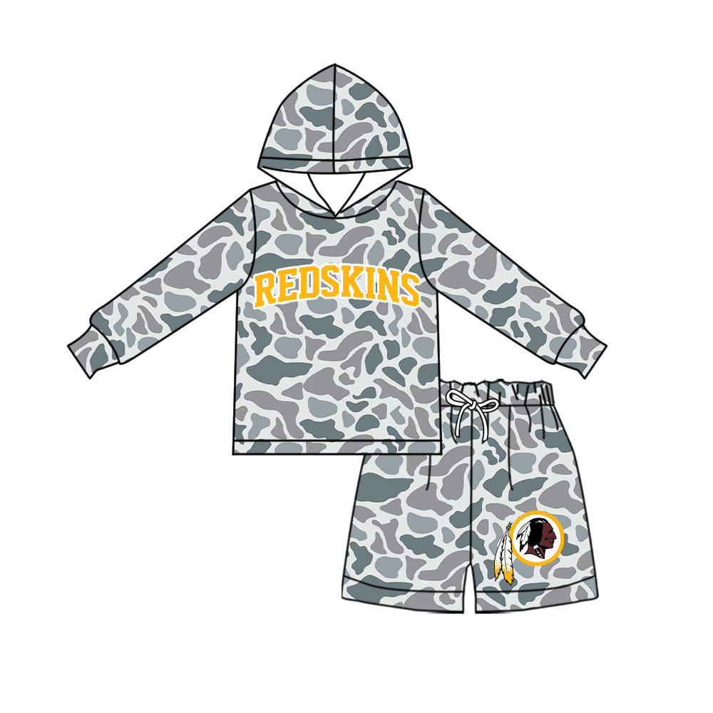 ( Moq 5 ) Baby Girls Kids Long Sleeves Hoodie Shirt Camo Shorts Team Set Clothes