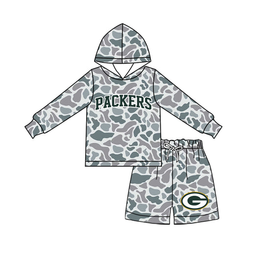 ( Moq 5 ) Baby Girls Kids Long Sleeves Hoodie Shirt Camo Shorts Team Set Clothes