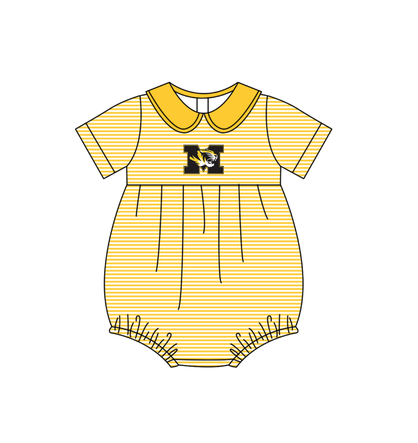 ( Moq 5 Each Style ) Baby Boys Girls Kids Yellow Stripes Team Sibling Rompers Sets