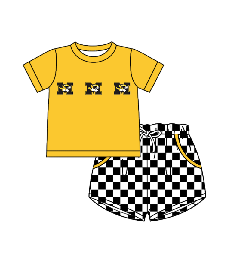 ( Moq 5 Each Style ) Baby Boys Girls Toddler Tigers Plaid Sibling Shorts Sets Team Clothing