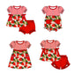 Baby Girl Short Sleeves Strawberry Flower Sibling Romper Dress Clothes Set ( Moq 5 Each Design )