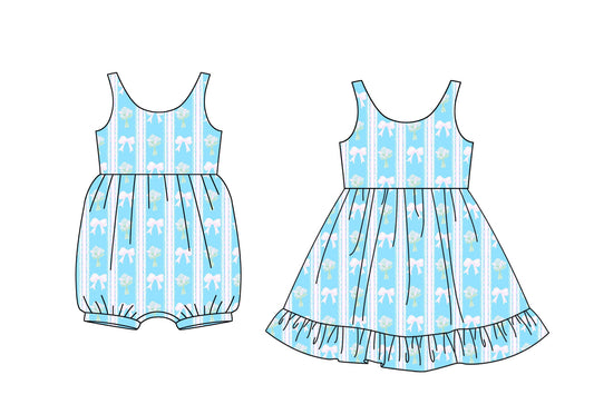 Baby Girl Sleeveless Bows Flower Sibling Jumpsuit Dress ( Moq 5 Each Style ) 1.21