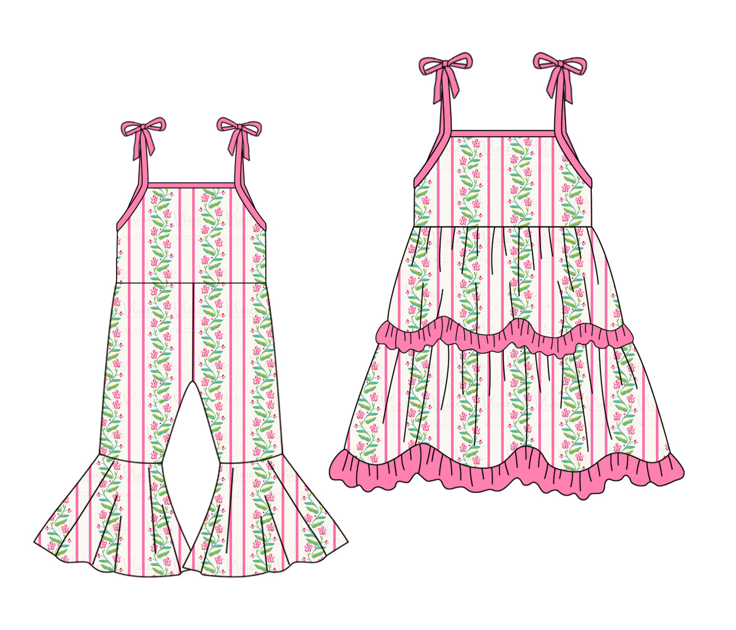 Baby Girl Straps Floral Sibling Jumpsuit Dress ( Moq 5 Each Style ) 1.20