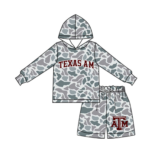 ( Moq 5 ) Baby Girls Kids Long Sleeves Hoodie Shirt Camo Shorts Team Set Clothes