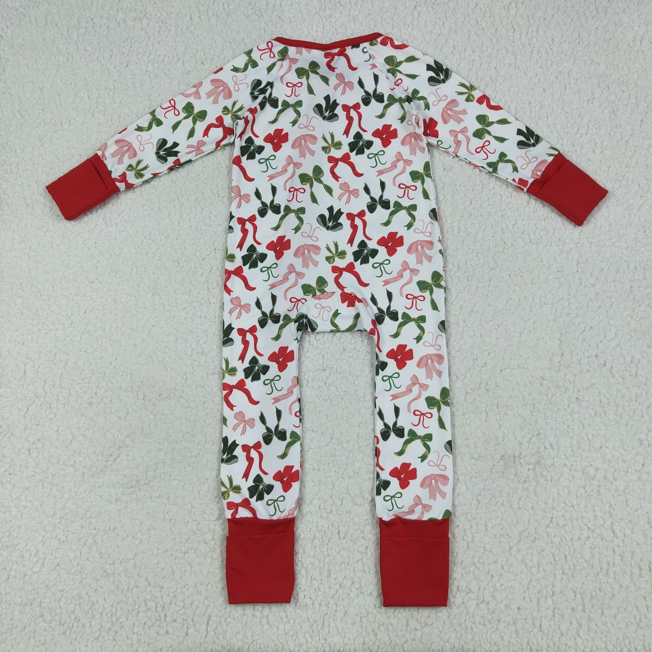 Sibling Baby Girls Christmas Green Red Bows Pockets Jumpsuits Knee Length Dress