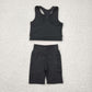 Baby Girl Black Athletic Active Wear Top Shorts Clothes Set RTS