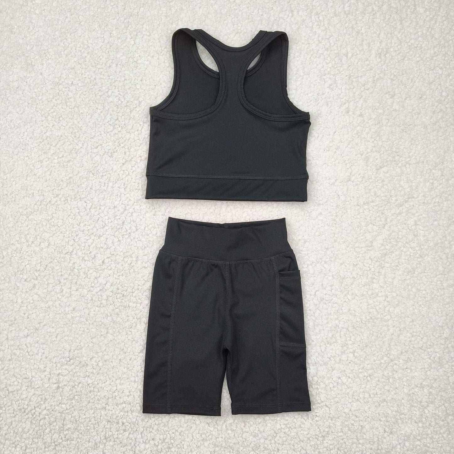 Baby Girl Black Athletic Active Wear Top Shorts Clothes Set RTS