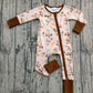 Baby Girl Long Sleeves Pumpkins Bows Flower Zipper Fall Romper RTS