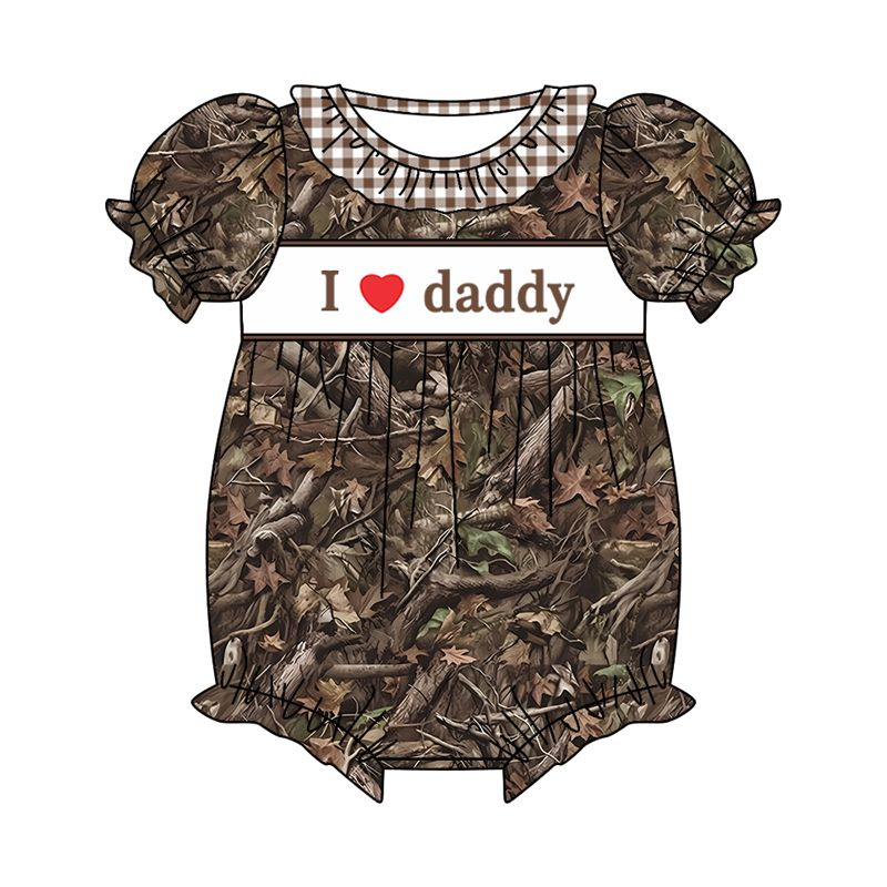 Moq 3 Pre-order SR1288 Baby Girl I Love Daddy Camo Summer One Piece Romper