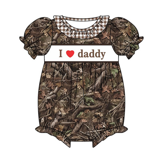 Moq 3 Pre-order SR1288 Baby Girl I Love Daddy Camo Summer One Piece Romper