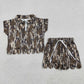 Baby Girls Kids Short Sleeves Olive Camo Zipper Shirt Scallop Shorts Set Clothes RTS