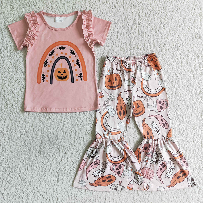 Promotion  Halloween Pumpkin Baby Girl Set RTS