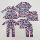 Sibling Kids Girls Adult Women Long Sleeves Singer Characters Flower Mommy and Me Family Dress Romper Pajamas Sets RTS