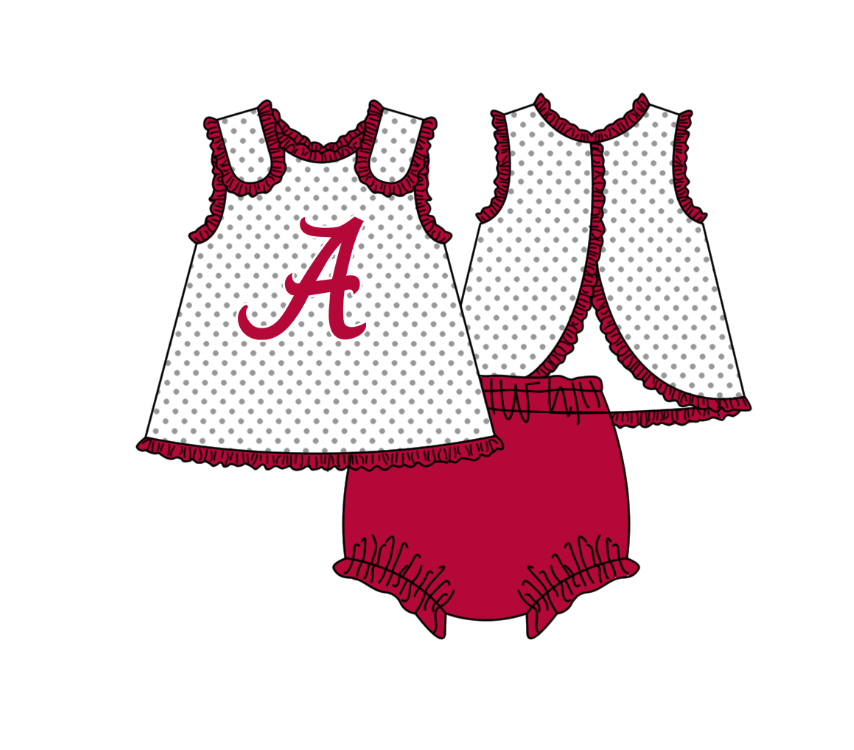 ( Moq 5 ) Baby Girls Toddler A Dots Tops Red Bummie Shorts Team Set
