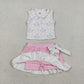 Baby Girls Bows Flower Buttons Tops Ruffle Pink Skirt Shorts Yoga Active Clothes Set RTS