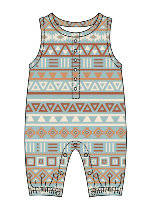 Baby Kids Toddler Sibling Western Aztec Shirt Romper Set Moq 5