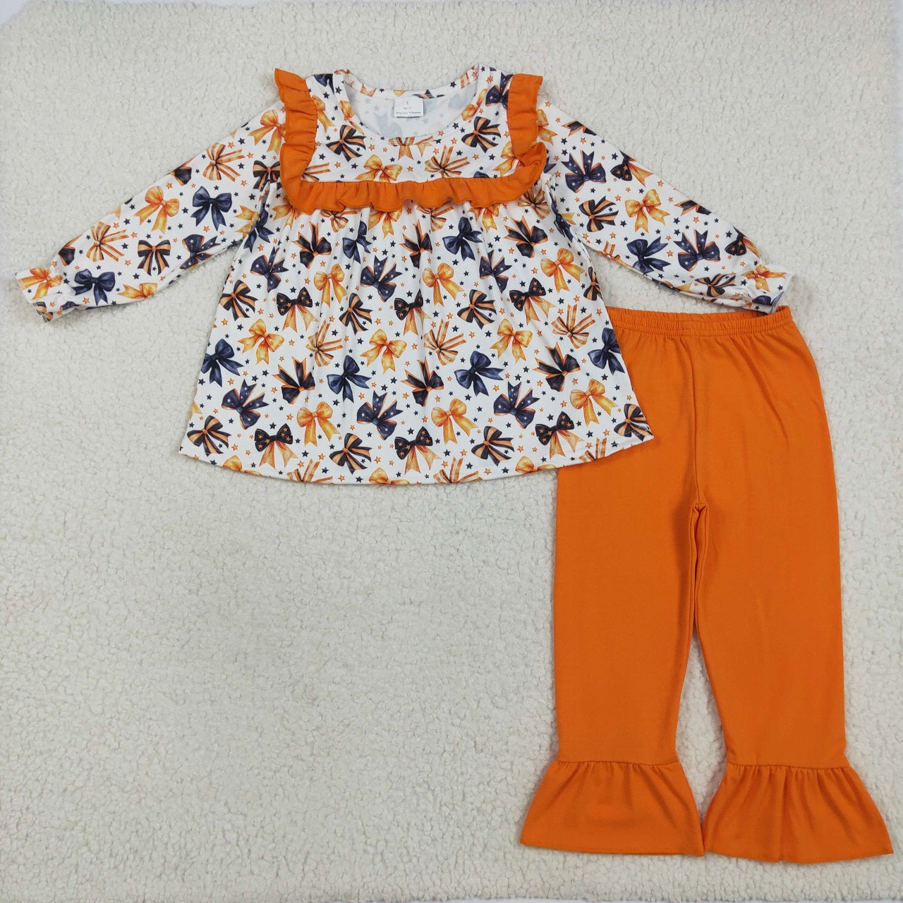Baby Girl Toddler Long Sleeves Bows Sibling Halloween Ruffle Fall Romper Set RTS