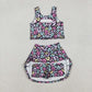 Baby Girl Sleeveless Colorful Leopard Yoga Vest Skort Active Wear Set RTS