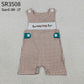 Baby Boys Sleeveless Embroidery Ducks Daddy Buddy Plaid Romper RTS
