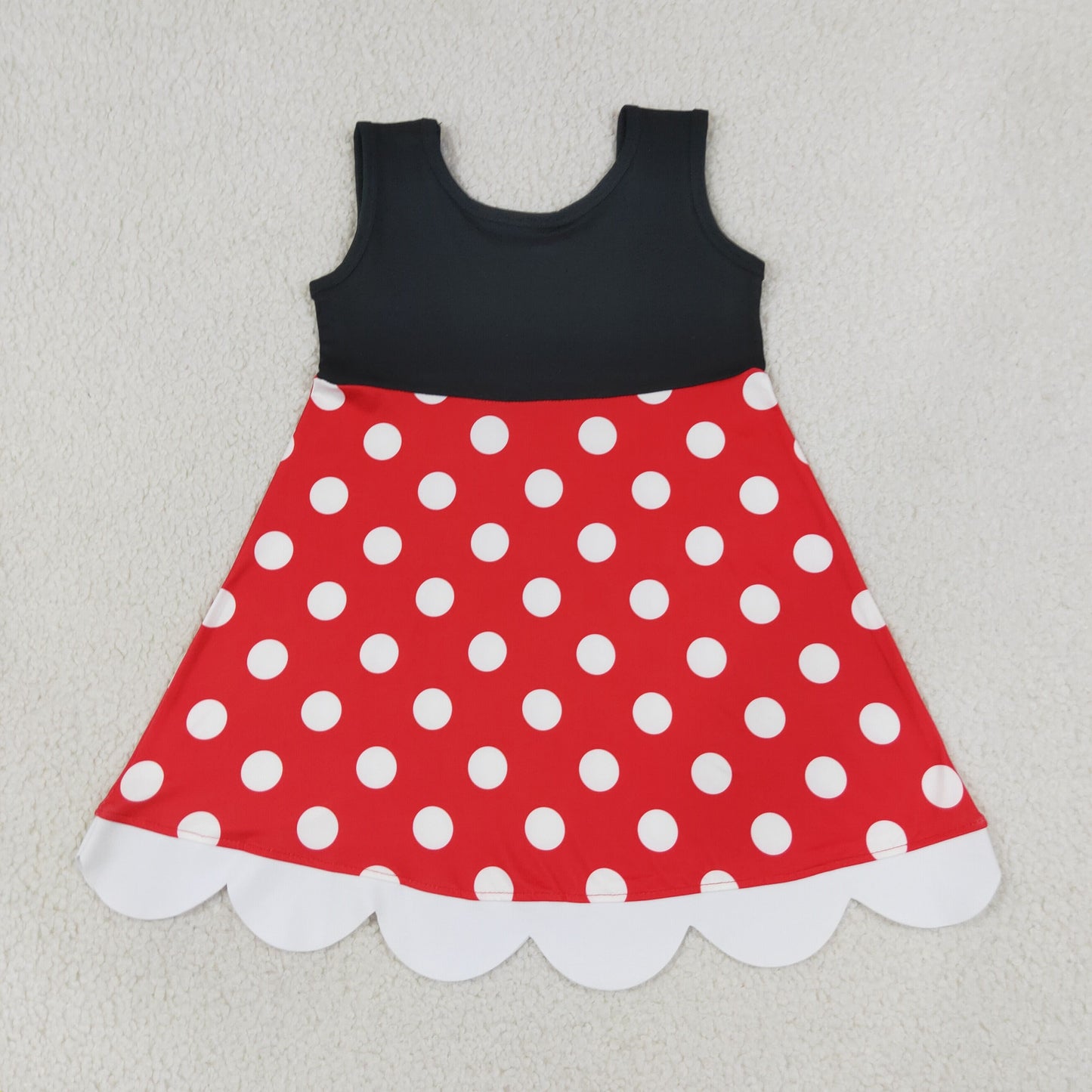 Baby Girls Kids Sleeveless Dots Knee Length Dress RTS